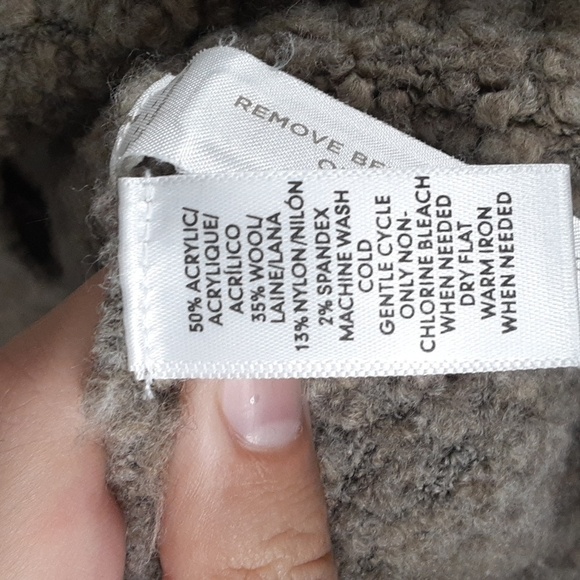 Ann Taylor Loft Camel Tan Wool Blend Italian Yarn Sherpa Waterfall Cardigan - Picture 8 of 9